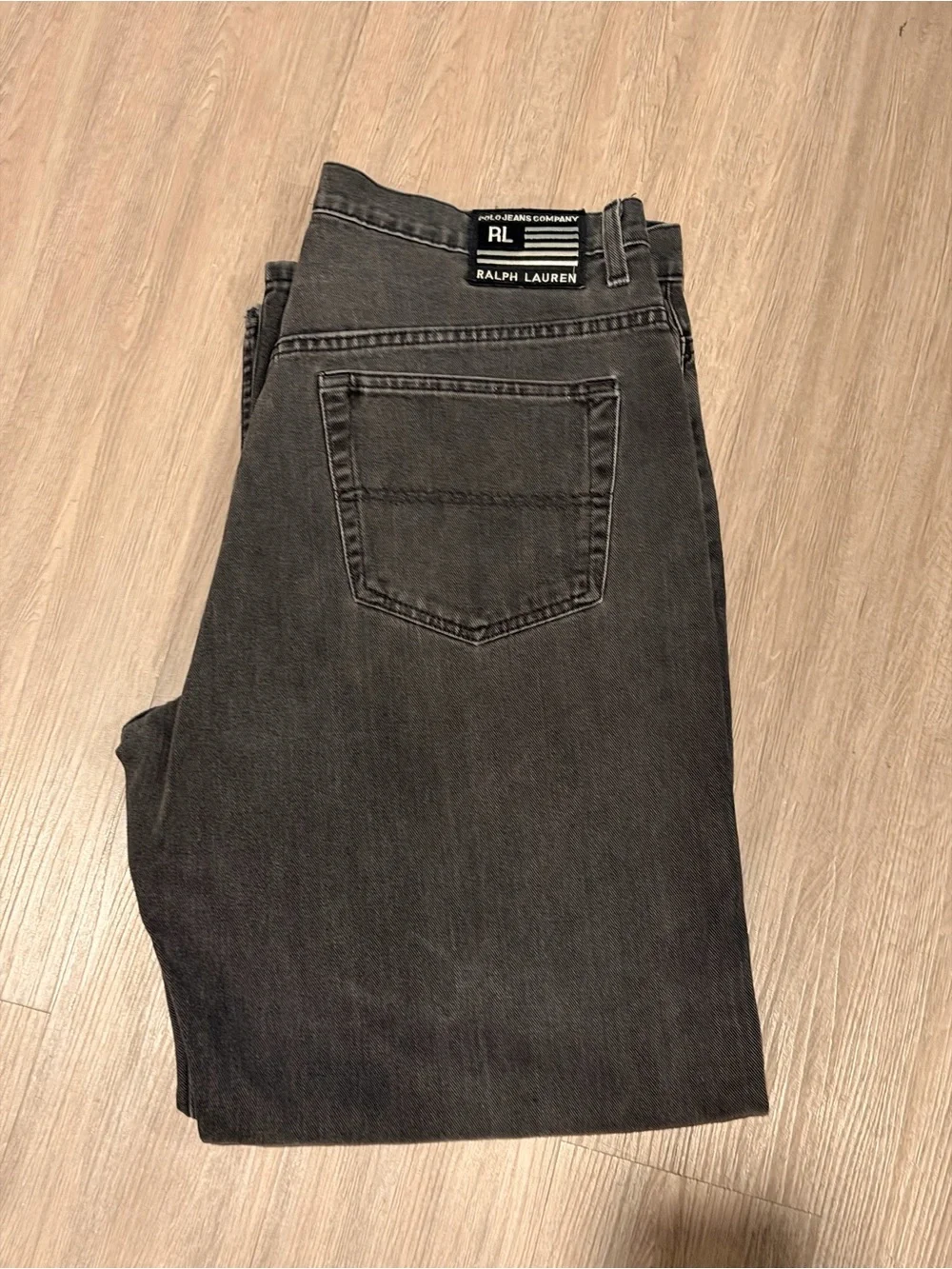 VTG Polo Jeans Men 36X32 Black Loose Fit Straight Leg Ralph Lauren Denim 90s Y2K